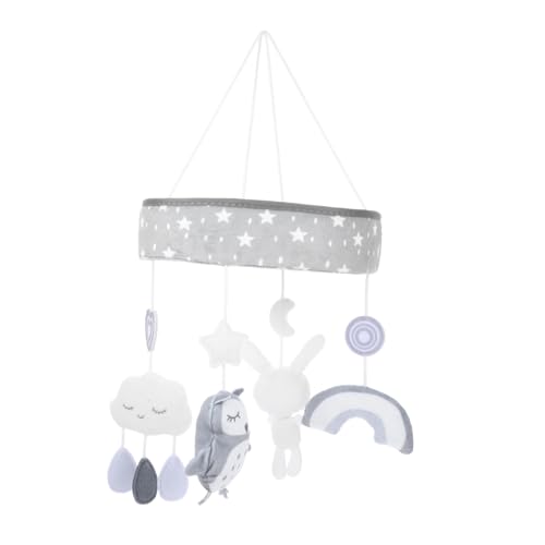 VALICLUD Crib Mobile Baby Mobile Toy Cute Cartoon Cloud Rainbow Rabbit Owl Gray Nursery Decoration Infant Soothing
