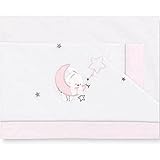 Color blanco y rosa Pirulos 00313114 - Sábanas, diseño luna, 60 x 120 cm, color blanco y rosa