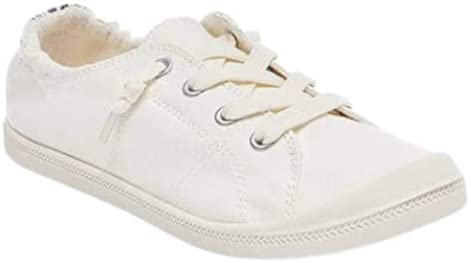 Charles Albert Canvas Sneakers for Women, Lace Up Tennis Shoes, White, 8