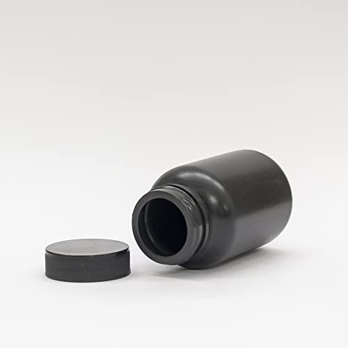 Image of Patco 100ml Black HDPE Empty Bottle For Capsules & Tablets with Screw Cap and Silver Coated Wad - Pack of 100