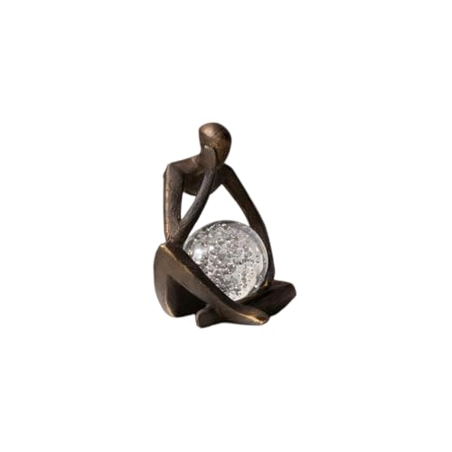 Estatua Pensador con Bola de Cristal de Resina Bronce miniatura 5