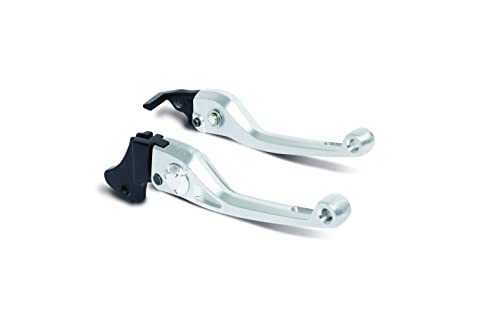 Image of TVS Motorcycle Brake Levers Set, Chrome Finish, Adjustable Reach, Silver, Set of 2