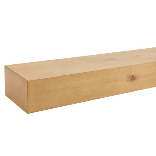 Image of Touchstone Floating Fireplace Mantel Shelf - Solid Wood Wall-Mounted Mantel - Rustic Farmhouse Style 84 Inch - Natural Finish