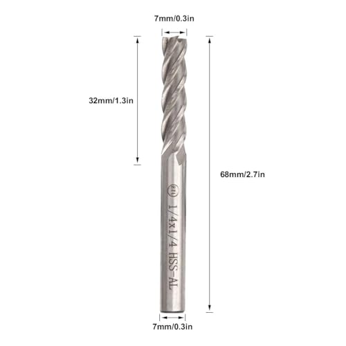 Jmiatry JRUS-ENDMILL-8-7MM-240409 8 Packs 1/4 Inch End Mill 4 Flute Straight Milling Cutter Hss End Mill 1/4 Inch Square Nose Straight Shank Cnc Bits 1/4 Shank End Mills thumb #1
