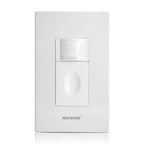 RAYZEEK Motion Sensor Light Switch, No Neutral Wire Required, No Ground Wire Needed,5A,Single Pole, Occupancy&Vacancy&Manual On/Off Override Motion Sensor Activated Wall Switch,PC Fireproof