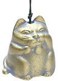 Kotobuki Iron Japanese Wind Chime, Gold Cat