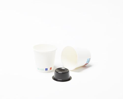 UniR Gobelet Café - Espresso - Papier Jetable 4OZ - 120 ML Lot de 100pcs (Blanc) - Fabriqués en France