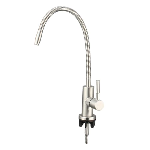 Grifo Flexible Cocina Osmosis Giratorio 360° Grifo de Cocina Fregadero Solo Agua Fria,Cepillado
