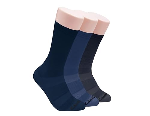 Clarks Men's Casual Half Cushion Crew Sock with Air Channel 3 Pair, Navy/Denim/Charcoal, Men's 7-12 Shoe
