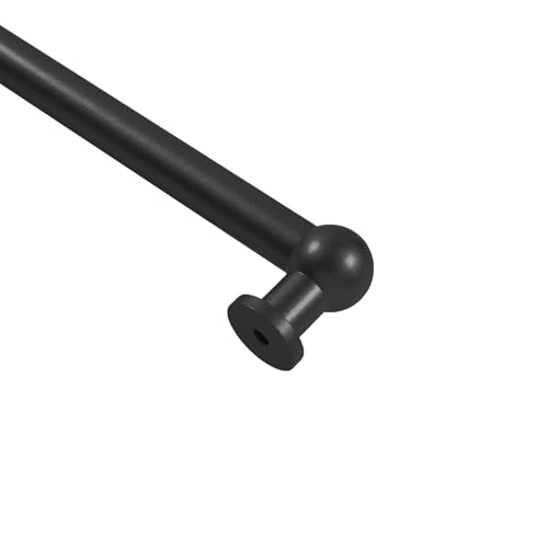 Image of TWOPAGES 28 to 48 Inches Adjustable Cafe Curtain Rod with Rings, Inside /Outside Mount Black Window Rod for Kitchen Window Bathroom French Door