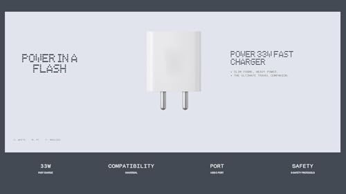 Image of 33W Type-C Power Fast Charger Adapter Compatible with Nothing Phone 1 | Nothing Phone 2a Plus | Phone 2a| 33-watt Rapid Charger Fast Charging Adaptor Only with SIX Months Replacement Warranty