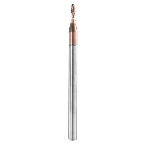 Image of HARFINGTON Ball Nose End Mill 2 Flute 0.065 inch Diameter 1 /8 inch Shank Tungsten Carbide Uncoated Spiral CNC Router Bits 0.185 inch Cutting Length Single End Ball for Carving Engraving Grinding