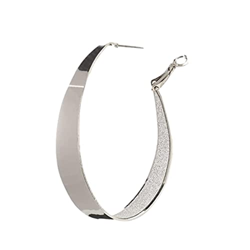 Guess Large Oval Glitter Silver Hoop Earrings #TOP3