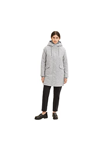 TOM TAILOR Damen Mantel mit Kapuze 1032472, 30285 - Grey Structure, M