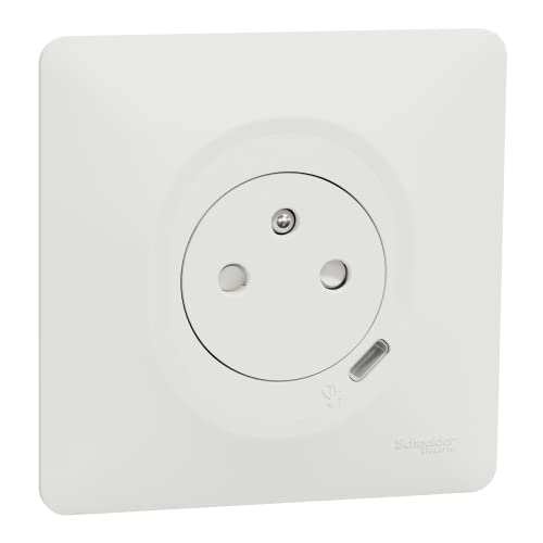Schneider Electric - Ovalis - Combi 2P+T 16A affleurante + Prise chargeur USB-C 10,5W - connex. auto - Blanc - S320089