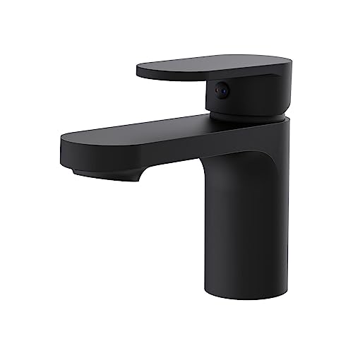 MOB-IN - Grifo para cuarto de baño, mezclador de caño bajo, color negro H15 cm Rob