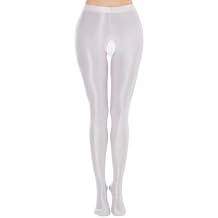 Womens Glossy Opaque Pantyhose Shiny High Waist Tights Stockings Hollow Out Pants Footed Leggings