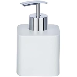 Dispenser Jabon Liquido Ceramica WENKO Dosificador de jabón Hexa blanco cerámica - Dispensador de jabón líquido Capacidad: 0.29 l, Cerámica, 7.5 x 13 x 8.5 cm, Blanco