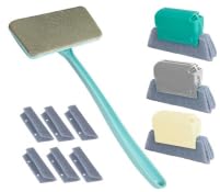 JoaSinc Brush for Window Screen & Track Cleaning - Window Screen Cleaner Kit with Detachable Long-Reach Handle,Mesh Screen Cleaning Brush,3 Groove Brushes,6 Refills Cleaning Cloths,Wet & Dry Dual-Use