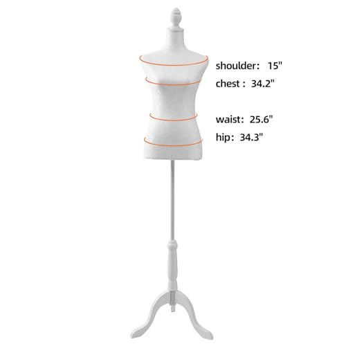 JSMNQUIN Adjustable Female Pinnable Mannequin Torso with Tripod Base for Display (White) by JSMNQUIN - Image 4