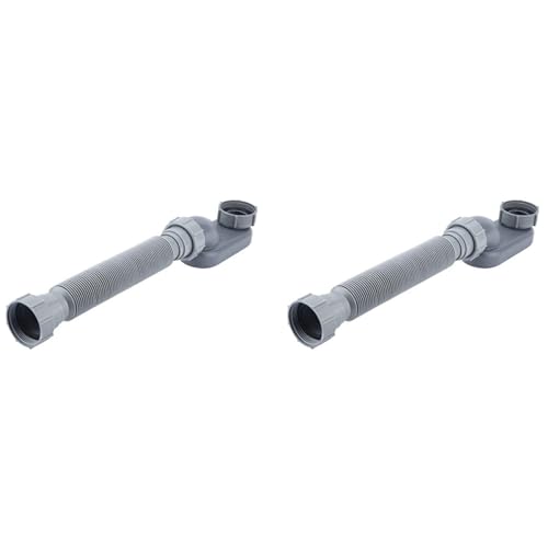 Janasiba 2X Perfil bajo 1 1/2 P Sifón Flexible Bañera Ducha Manguera de Drenaje P Sifón en Pie Drenaje Bañera para Bañera