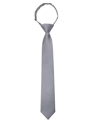 JEMYGINS Grey Boys Tie Pre-tied Adjustable Kids Necktie for Age 8-12 Wedding School Graduation(6)