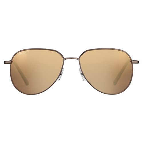 Serengeti Square Haywood Sunglasses for Men, Brushed Bronze & Mineral Polarized Gold Drivers