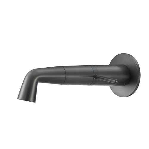 Modern Wall Mount Bathroom Faucet – Brushed Gunmetal Gray, Solid