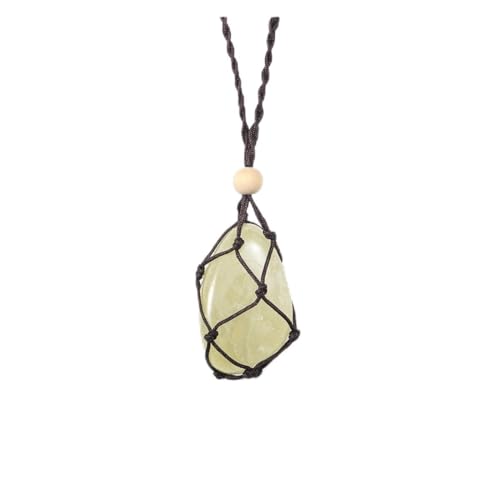 Pierre de cristal citrine naturelle et collier réglable en filet