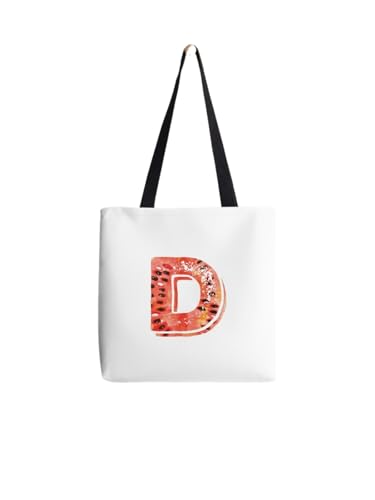 Sac fourre-tout pastèque lettre D en toile de coton pour femme