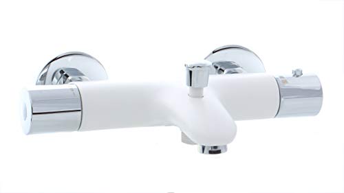 Preisvergleich Produktbild Weiß / Chrom Thermostat Bad Armatur Badewannenarmatur Wasserhahn Grünblatt