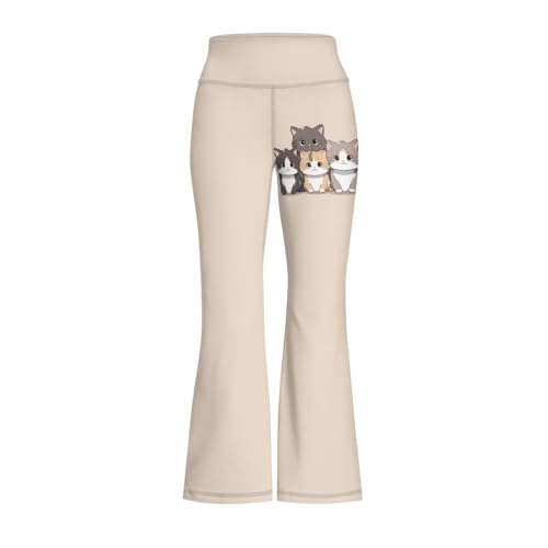 Image of Girls Leggings Floral Print High-Waisted Flared Pants 5-14 Years