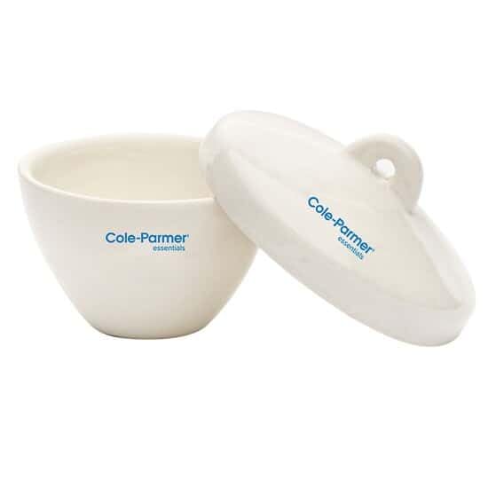 Cole-Parmer Wide-Form Crucible with Cover, Porcelain, 10 mL, 6/pk