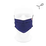 POROPANGO Masque en tissu Lavable fabrique en France - Modele AFNOR 2 epaisseurs avec drapeau tricolore francais bleu blanc rouge (Adulte, Bleu marine)