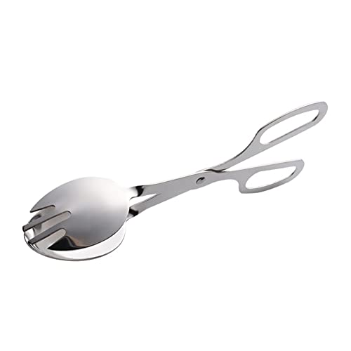 Pinzas de acero inoxidable 430 de 35,5 cm de largo para frutas, verduras, ensalada, pan, barbacoa, cuchara/tenedor (1)