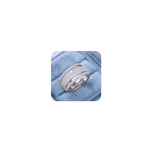 925 Sterling Silver Shiny Cubic Zirconia Eternity Engagement Wedding Band Wedding Rings Anniversary Eternity Bands 3 Band Width Rings CZ Crystal Engagement Bridal for Women