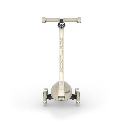 Scoot & Ride Highwaykick 3S Kinderroller ab 3 Jahren H&ouml;henverstellbar 2-Fach Lenkung LED-R&auml;der Zusammenklappbar Scooter f&uuml;r Kinder 96-130 cm (Ash)