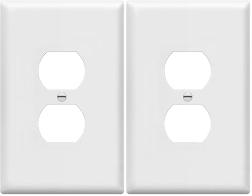 Image of ENERLITES Duplex Receptacle Outlet Wall Plate, Jumbo Outlet Covers, Gloss Finish, Oversized 1-Gang 5.5 inch x 3.5 inch, Polycarbonate Thermoplastic, 8821O-W, White (Pack of 2)