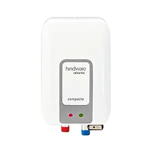 Hindware Atlantic Compacto 3 Litre Instant Water Heater With Stainless Steel Tank, Robust Construction, Pressure Relief Valve And I-Thermostat Feature (White And Grey), Wall Mounting