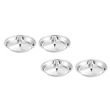 Tofficu 4 Stück Rundes Edelstahl Gewürzteller mit Fächern 10cm Durchmesser Bruchfest und Spülmaschinengeeignet Soßenschale für Dips und Beilagen