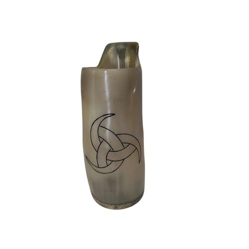 Chope en corne véritable d'Odin avec base en bois poli de 400ml - 2