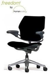 Humanscale Freedom Chair - Standard Duron Arms, Gel Cushion, Polished Aluminum with Graphite Textile, Grade 1 Without Headrest