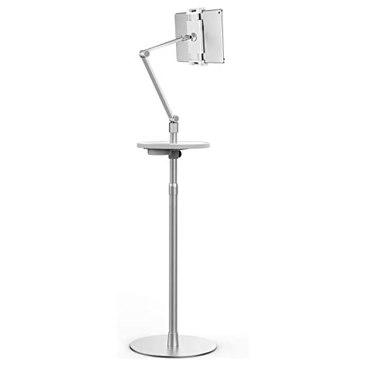 ThingyClub golvstativ för surfplatta, hållare för iPad, passar till 1,3 ~ 6 tum smarttelefon och 7 ~ 10 tum surfplatta som iPad, iPhone X, iPad Pro, iPad Mini, iPad Air 1-2/iPad 2-4 (SILVER)