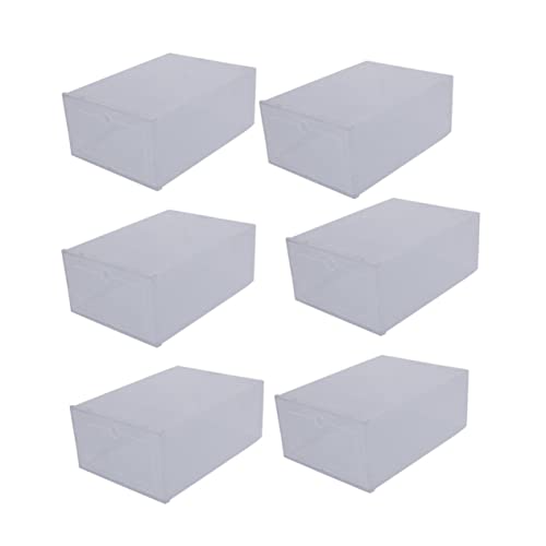 SOLUSTRE 6Pcs Transparent Clamshell Type Shoes Storage Box Plastic Organizer for Shoe Collection Capacity Design Easy to Clean Versatile Footwear Storage
