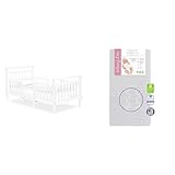 Dream On Me Emma 3 in 1 Convertible Toddler Bed in White & Honeycomb Orthopedic Firm Fiber Standard Baby Crib Mattress