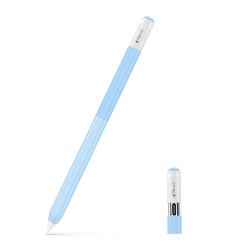MoKo Case for Apple Pencil USB C, Gradient Color Silicone Protective Cover Sleeve Compatible with Apple Pencil Magnetic and Charging, Blue