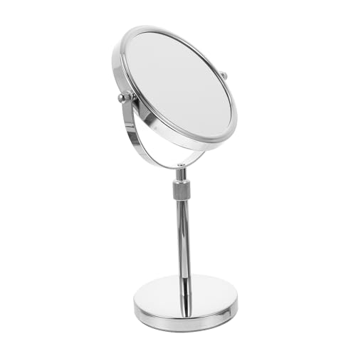 Espejo redondo de maquillaje con luces LED y base metálica