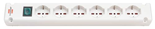 Steckdosenleiste schwarz ohne Kabel Brennenstuhl Bremounta | elektrische Steckdosenleiste mit Schalter und 6 IT-Steckdosen | Mehrfachsteckdose mit 4 Halterungspunkten | ohne Kabel | Weiß