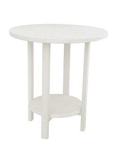 Phat Tommy Outdoor Pub Table - Round Patio High Top Table - Bar Height Patio Furniture - Recycled, Heavy Duty, & Sturdy Outside Cocktail Table, White #TOP24