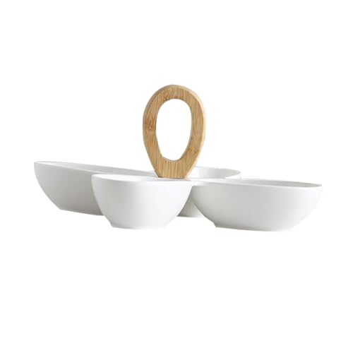 DECOMELODY 日式陶瓷四叶草スナックプレート 家用多機能フルーツトレー 省スペース収納 食卓用乾果皿 おしゃれなデザートトレイ